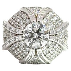 Statement Round Brilliant Diamond Cocktail Ring in 14K White Gold