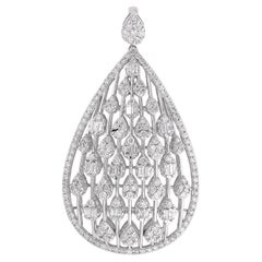 Statement SI/H Diamond Pave 14 Karat White Gold Drop Shape Pendant Fine Jewelry