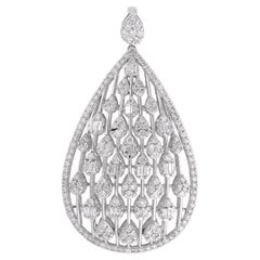Ciondolo a forma di goccia in oro bianco 18 carati SI/H con pavé di diamanti Gioielli di qualità