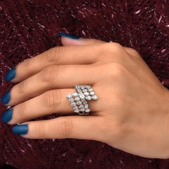 Statement SI/HI Real Diamond Cocktail Wrap Ring 14k Solid White Gold