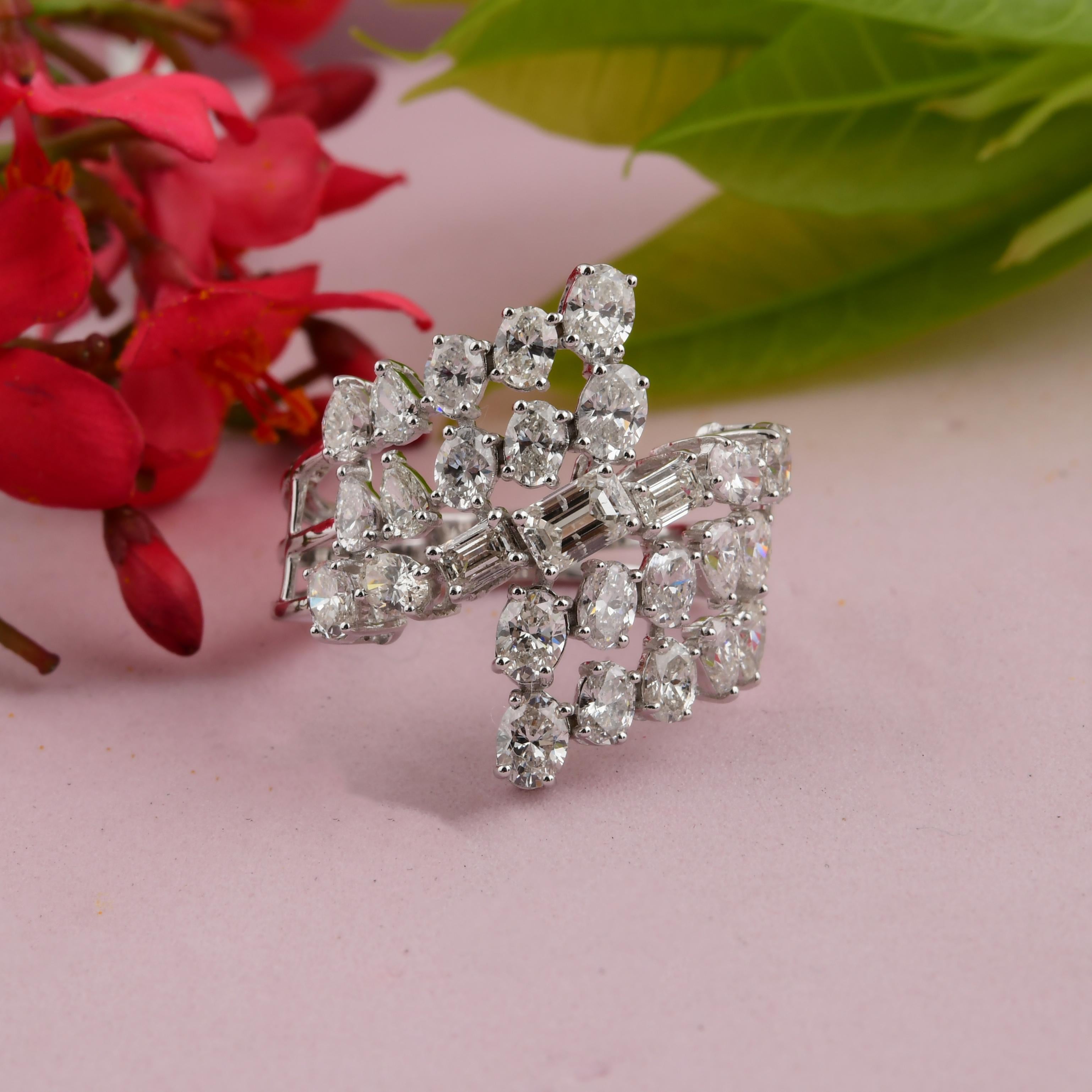 in vendita:  Anello a fascia con diamante reale SI/HI in oro bianco massiccio 18k 6