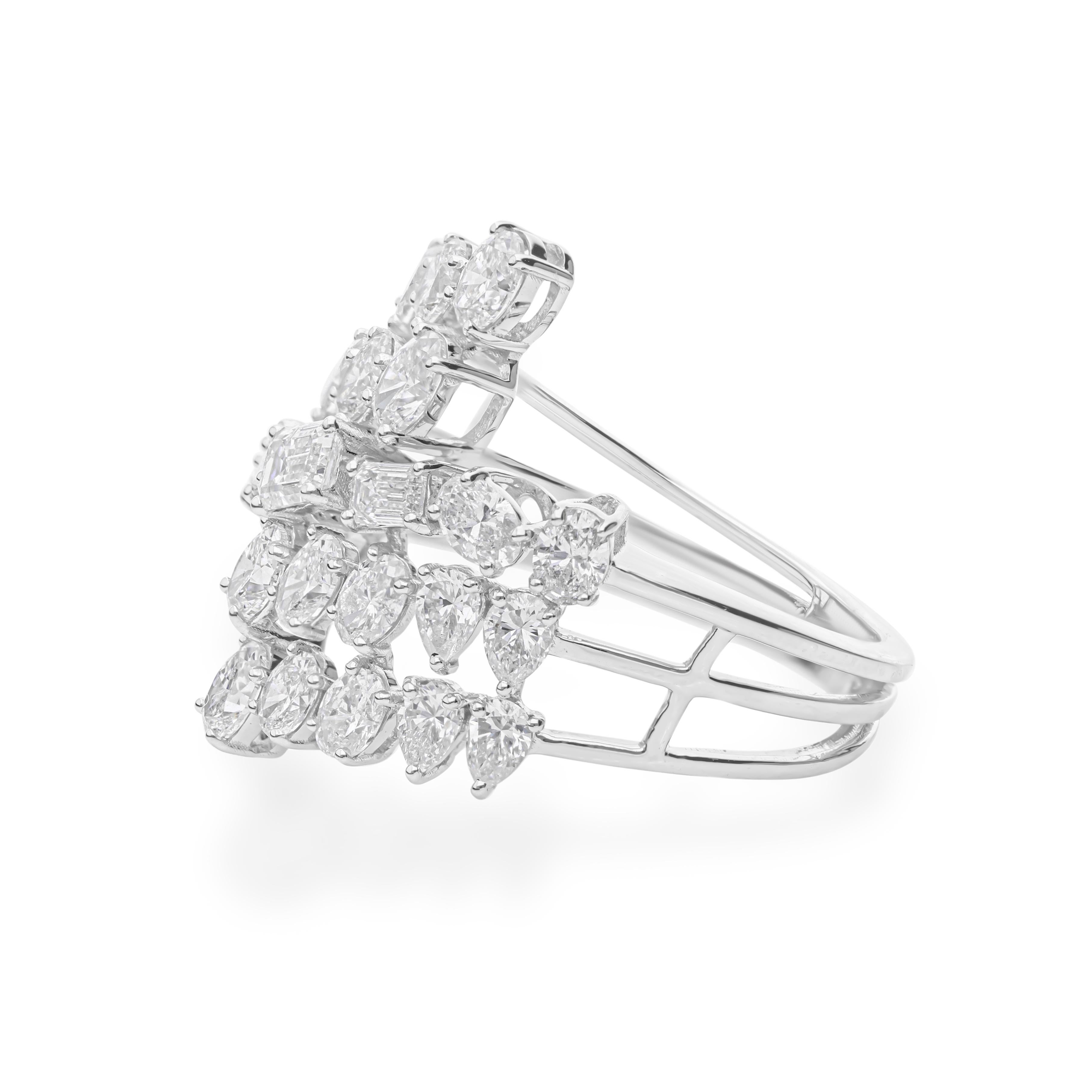 in vendita:  Anello a fascia con diamante reale SI/HI in oro bianco massiccio 18k 7