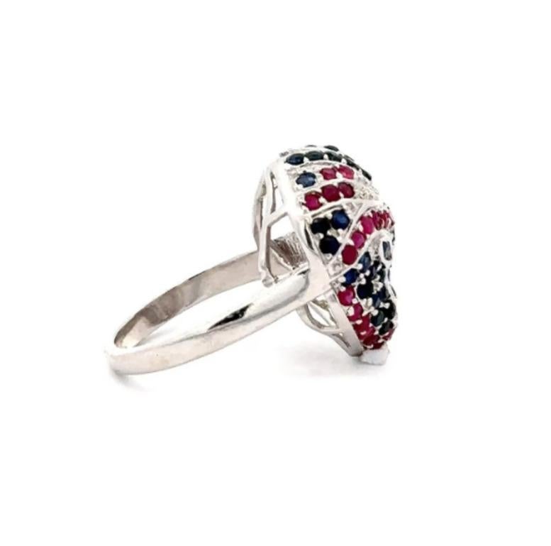 For Sale:  Statement Sterling Silver in Sapphire and Ruby Ring Christmas Gift for Women 2