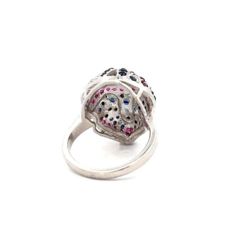 For Sale:  Statement Sterling Silver in Sapphire and Ruby Ring Christmas Gift for Women 6