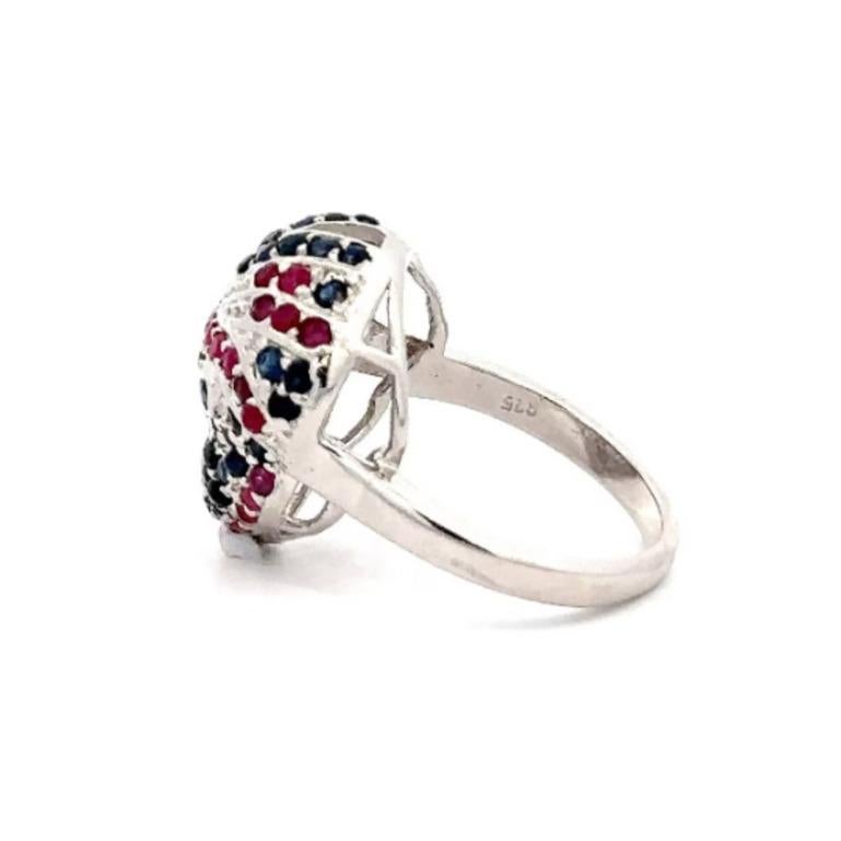 For Sale:  Statement Sterling Silver in Sapphire and Ruby Ring Christmas Gift for Women 7