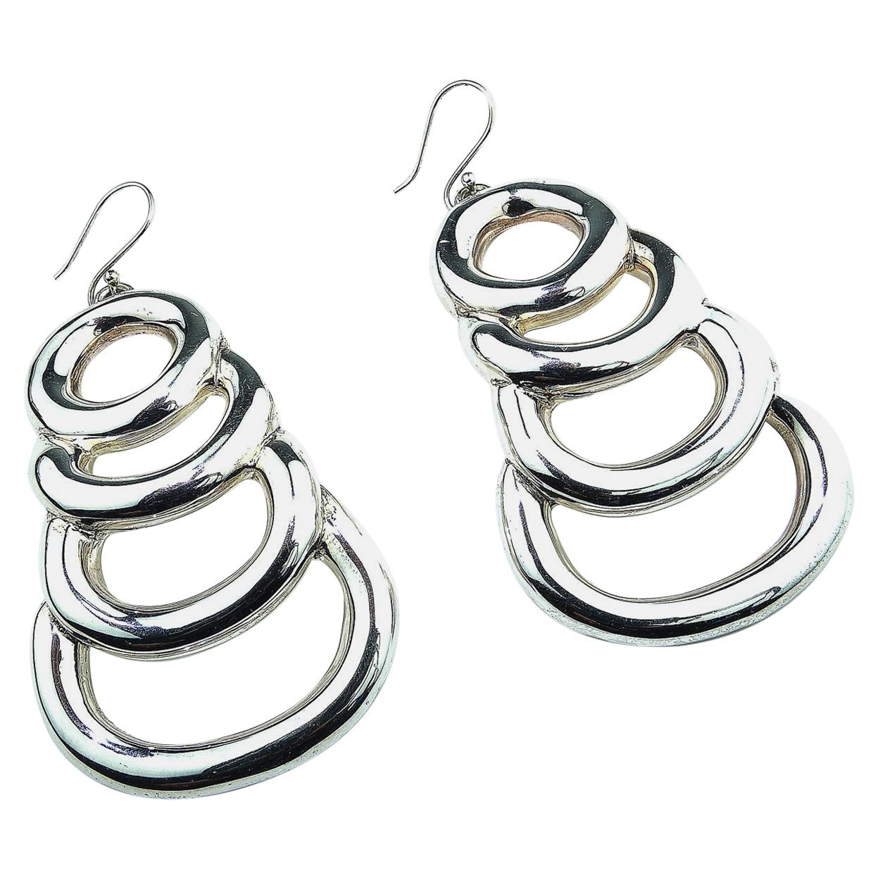 AJD Statement Sterling Silver Long Light Earrings In New Condition In Raleigh, NC