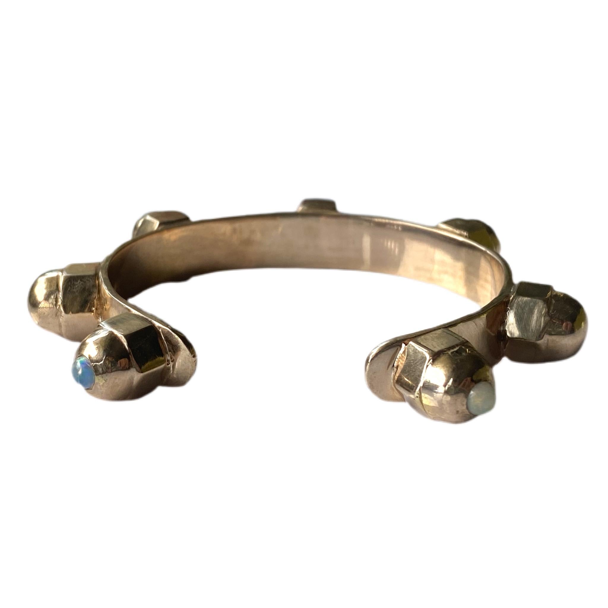 Heart Cut Statement Stud Cuff Bangle Bracelet Bronze Heart Opal J Dauphin For Sale