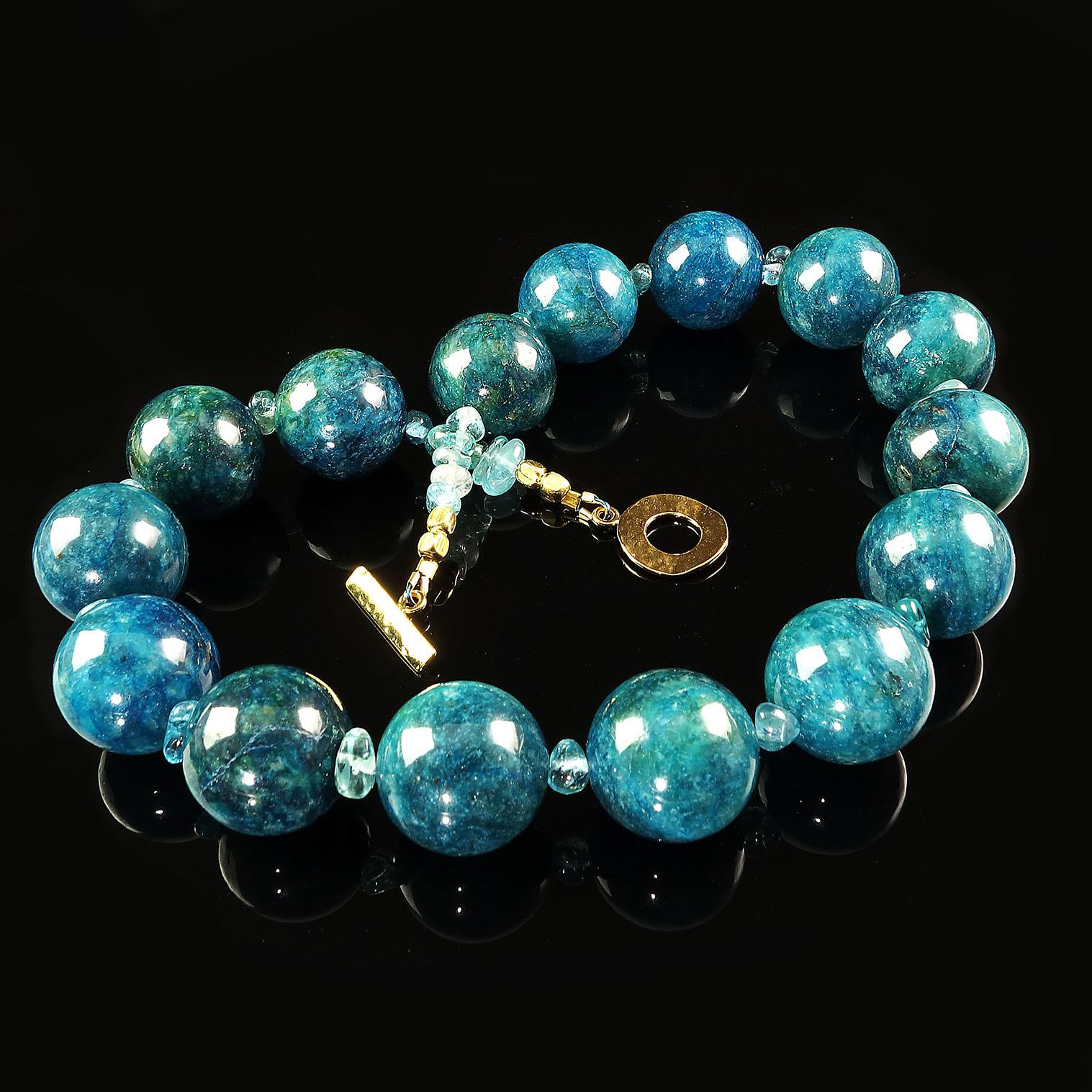 Artisan Gemjunky Statement Teal Color Apatite and Apatite Necklace