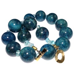 Gemjunky Statement Teal Color Apatite and Apatite Necklace