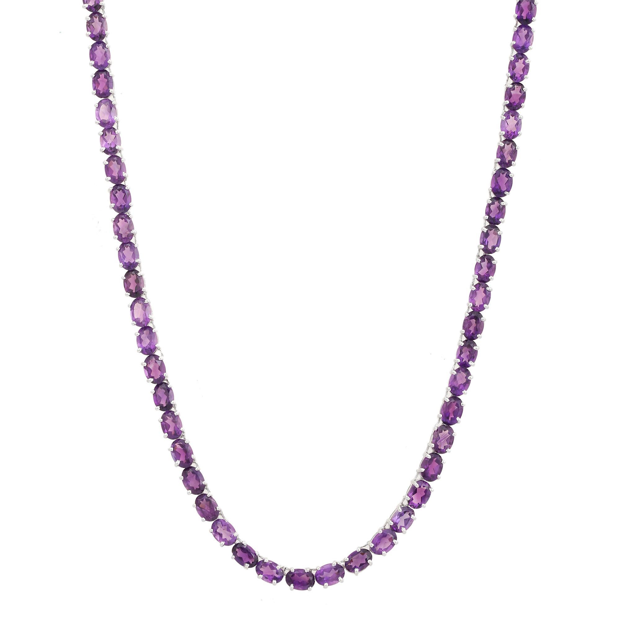 Collana tennis con pietra ovale ametista Gioielli di lusso da regalare In condizioni Nuovo in vendita a New York, NY