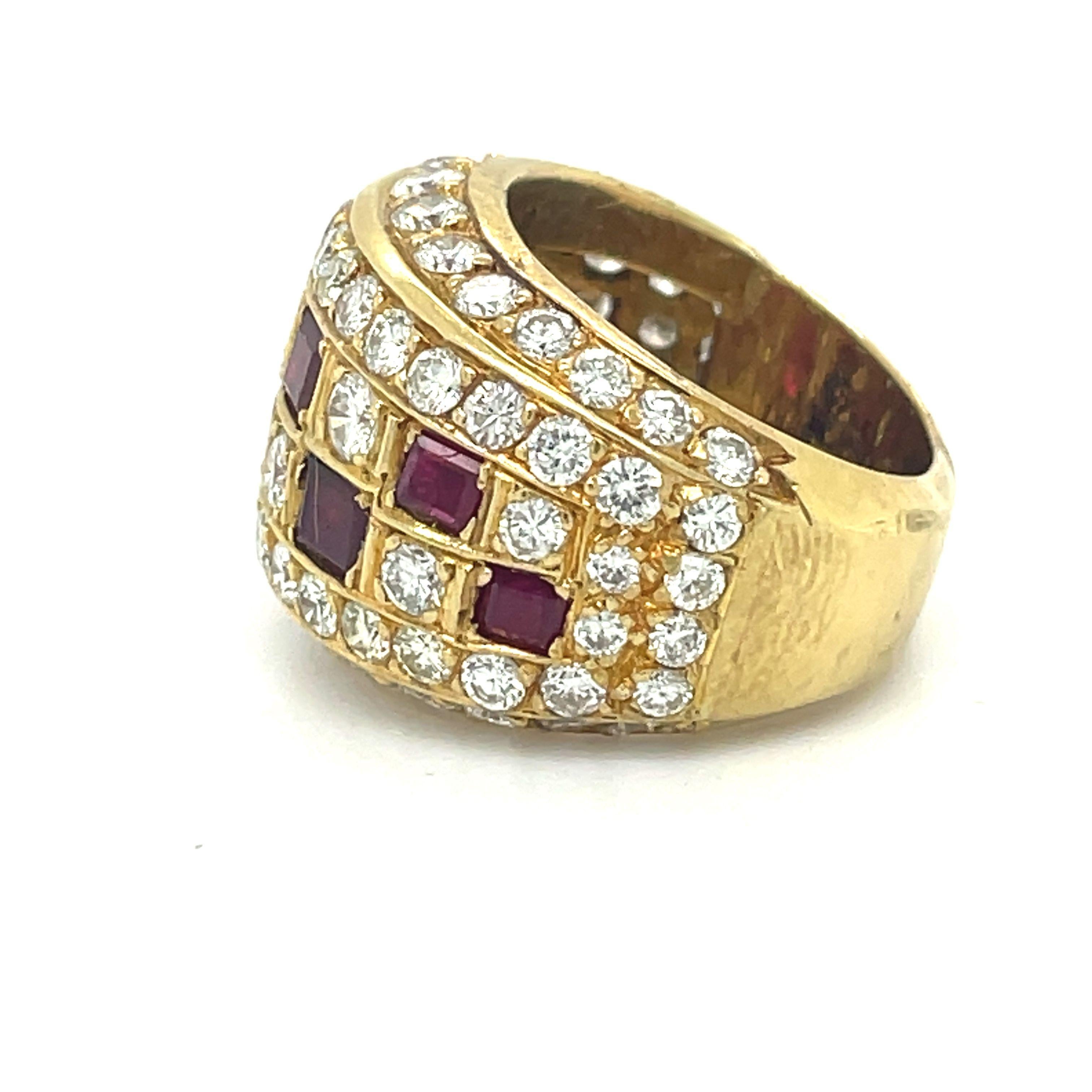 Statement Vintage Ring, 1.2ct Ruby and 1.35ct Diamond, 18K yellow gold