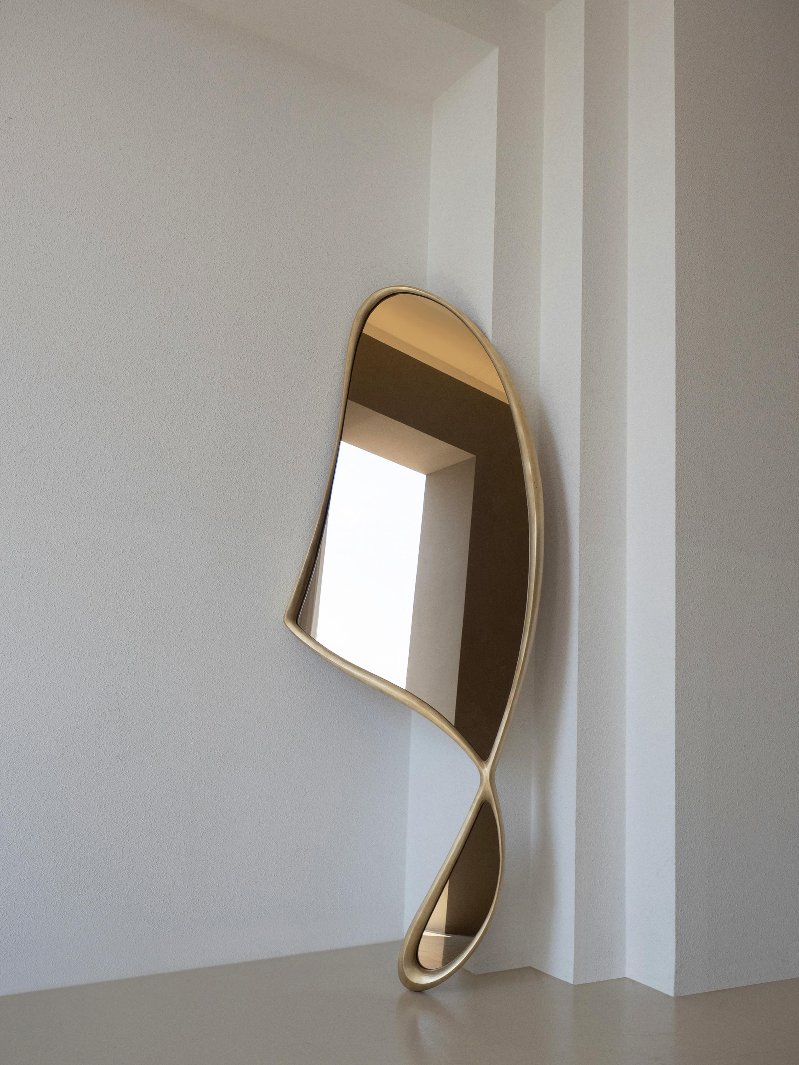 Bronze Miroir asymétrique, miroir mural en bronze - 