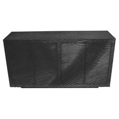 Statement Wave Credenza – Carved Metal Console, Dining Cabinet, 60"