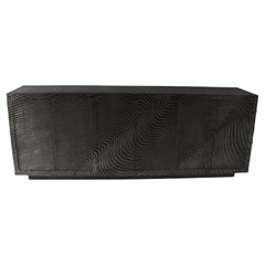 Statement Wave Credenza – Carved Metal Console, Dining Cabinet, 86"