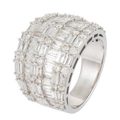 Statement White 18K Gold White Diamond Ring for Her