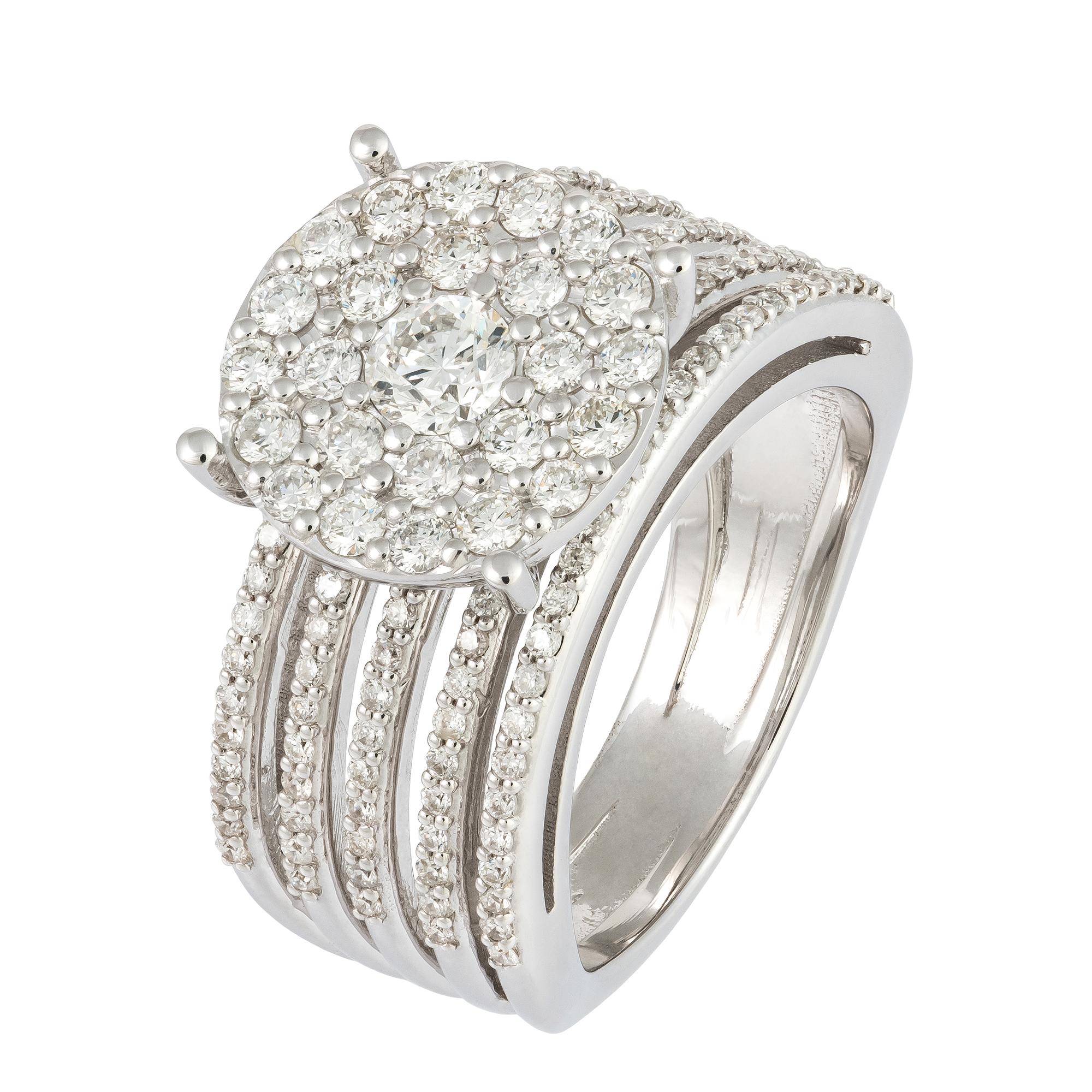 For Sale:  Statement White 18K Gold White Diamond Ring for Her 2