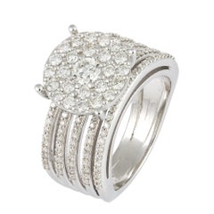 Statement White 18K Gold White Diamond Ring for Her