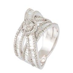 Statement White 18K Gold White Diamond Ring for Her