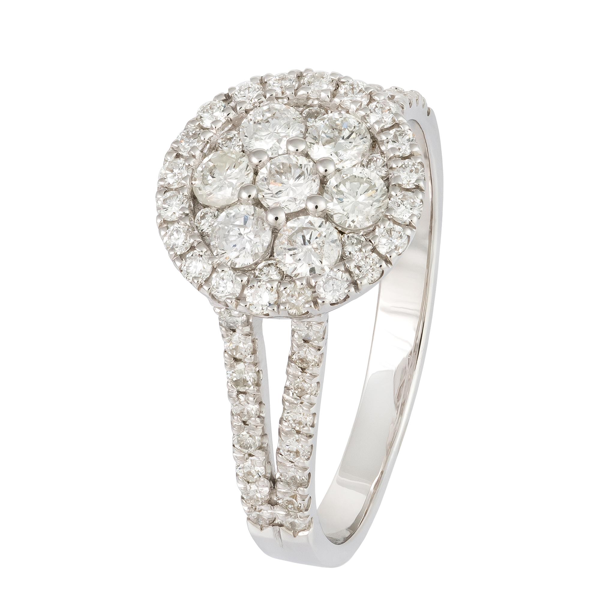 Im Angebot: Stellungnahme  Weiß 18K Gold Weißer Diamant Ring für Sie () 3