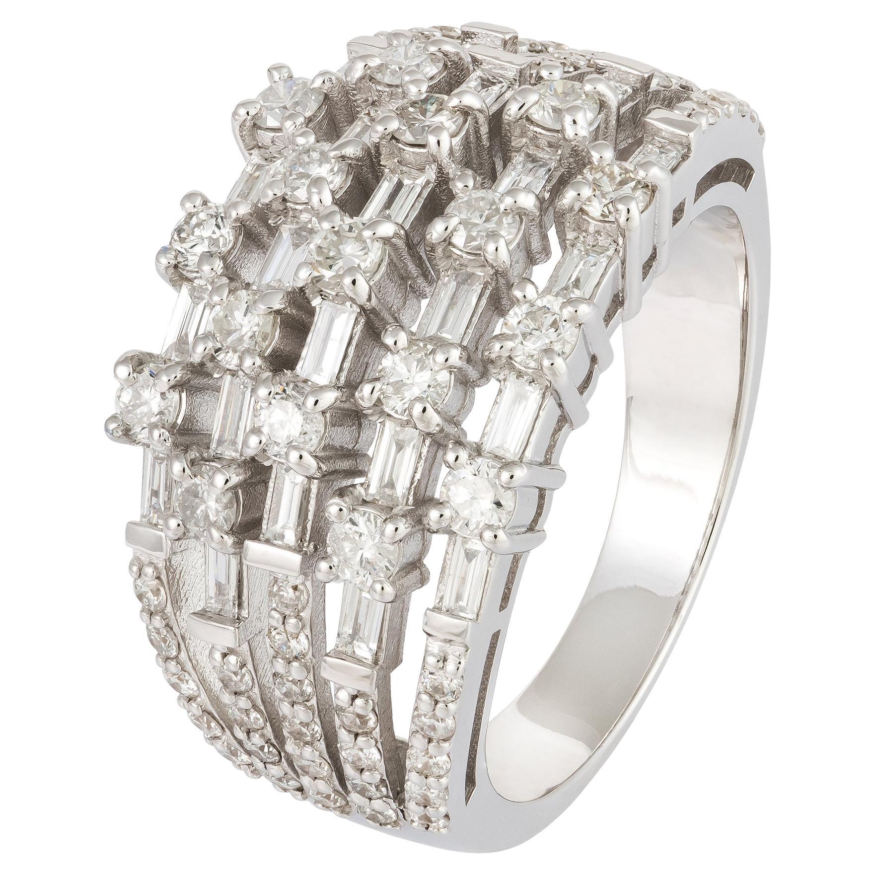 Bague pour elle en or blanc 18K avec diamants blancs