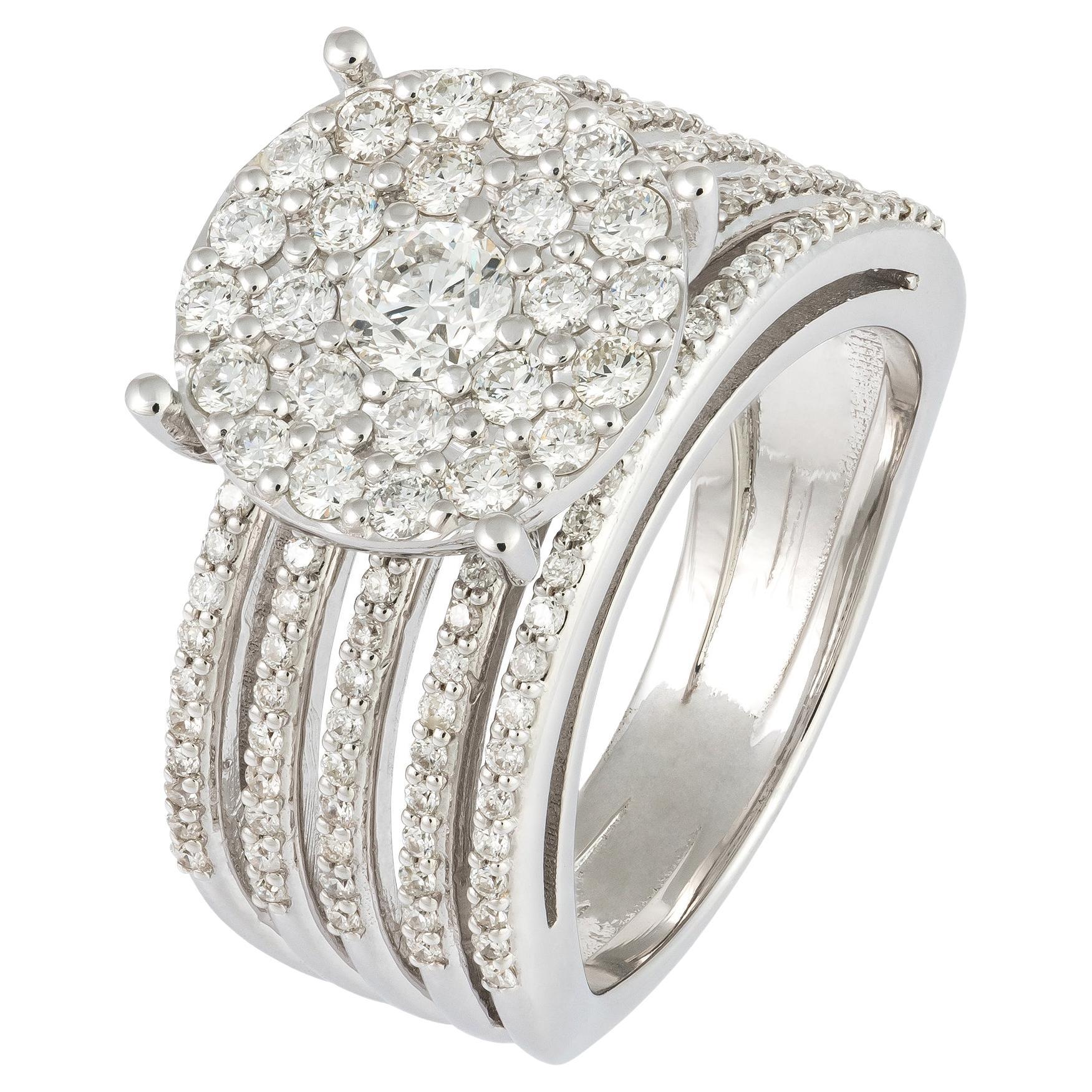 For Sale:  Statement White 18K Gold White Diamond Ring for Her