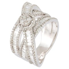 Statement White 18K Gold White Diamond Ring for Her