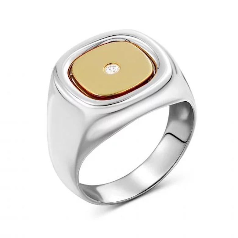 Statement-Ring aus weißem 18 Karat Gold mit weißen Diamanten für ihn (Baguetteschliff) im Angebot