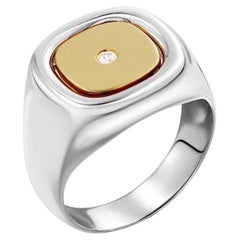 Bague fantaisie en or 18 carats combinaison de diamants blancs et jaunes pour homme