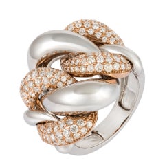 Statement-Ring aus weißem, rosa 18 Karat Gold mit weißen Diamanten für sie