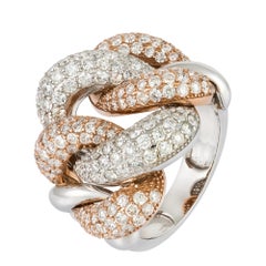 Statement White Pink 18K Gold White Diamond Ring for Her
