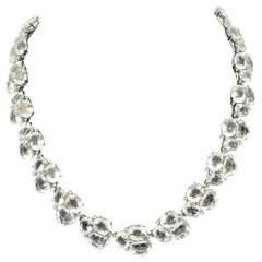 Statement White Topaz & White Sapphire Link Necklace