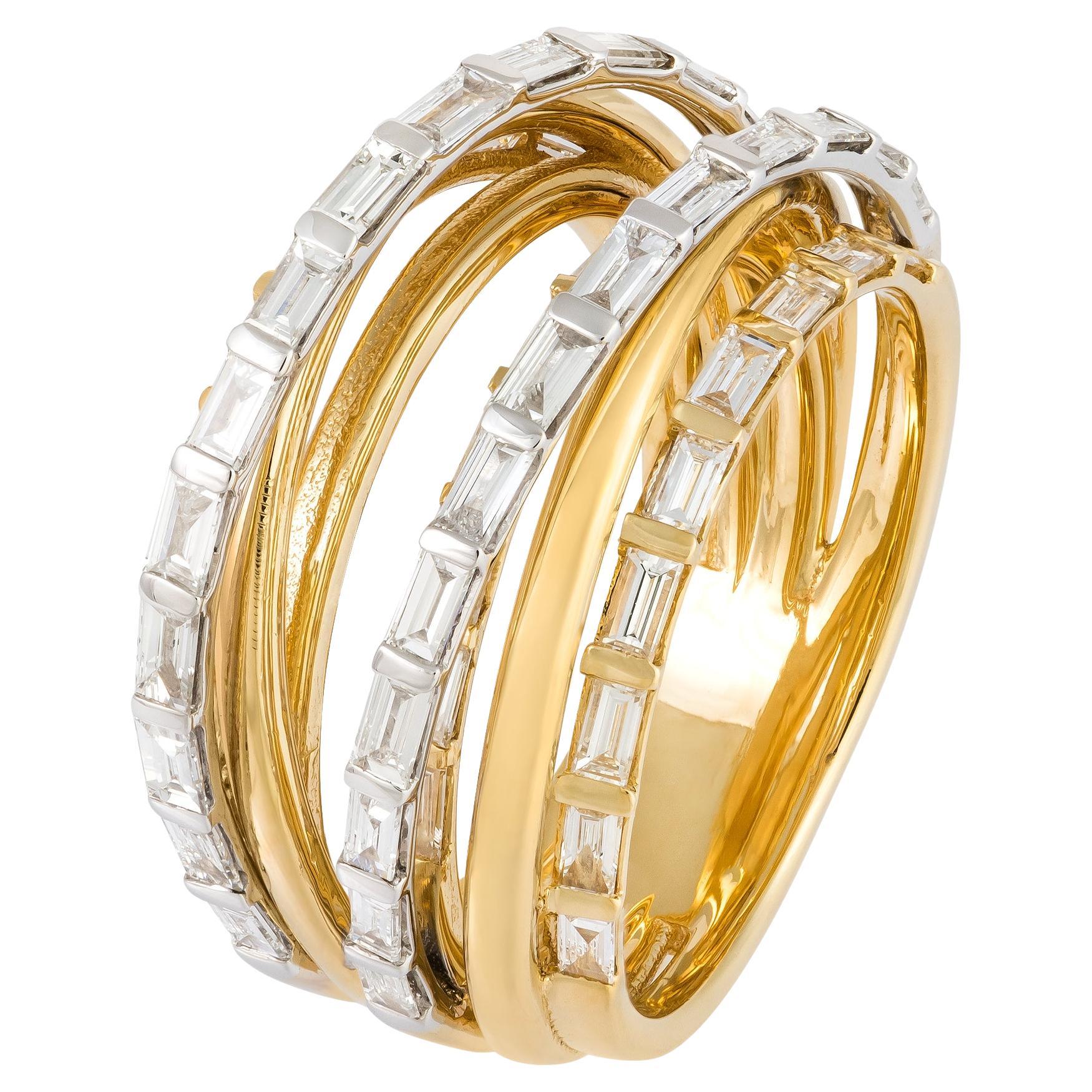 Bague pour elle en or jaune rose 18K et diamants jaunes