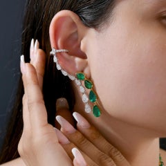 Orecchini a fascia in oro 18k con smeraldo dello Zambia SI/HI e diamante bicolore