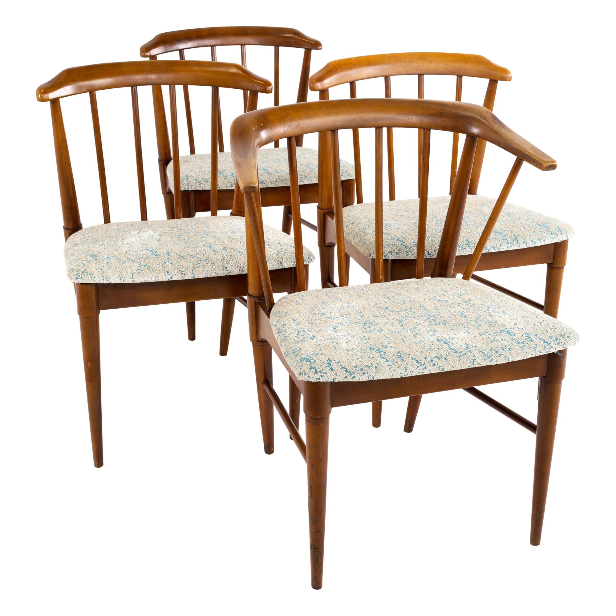 Statesville Chair Company Mid Century Walnut Dining Chairs, Set of 4