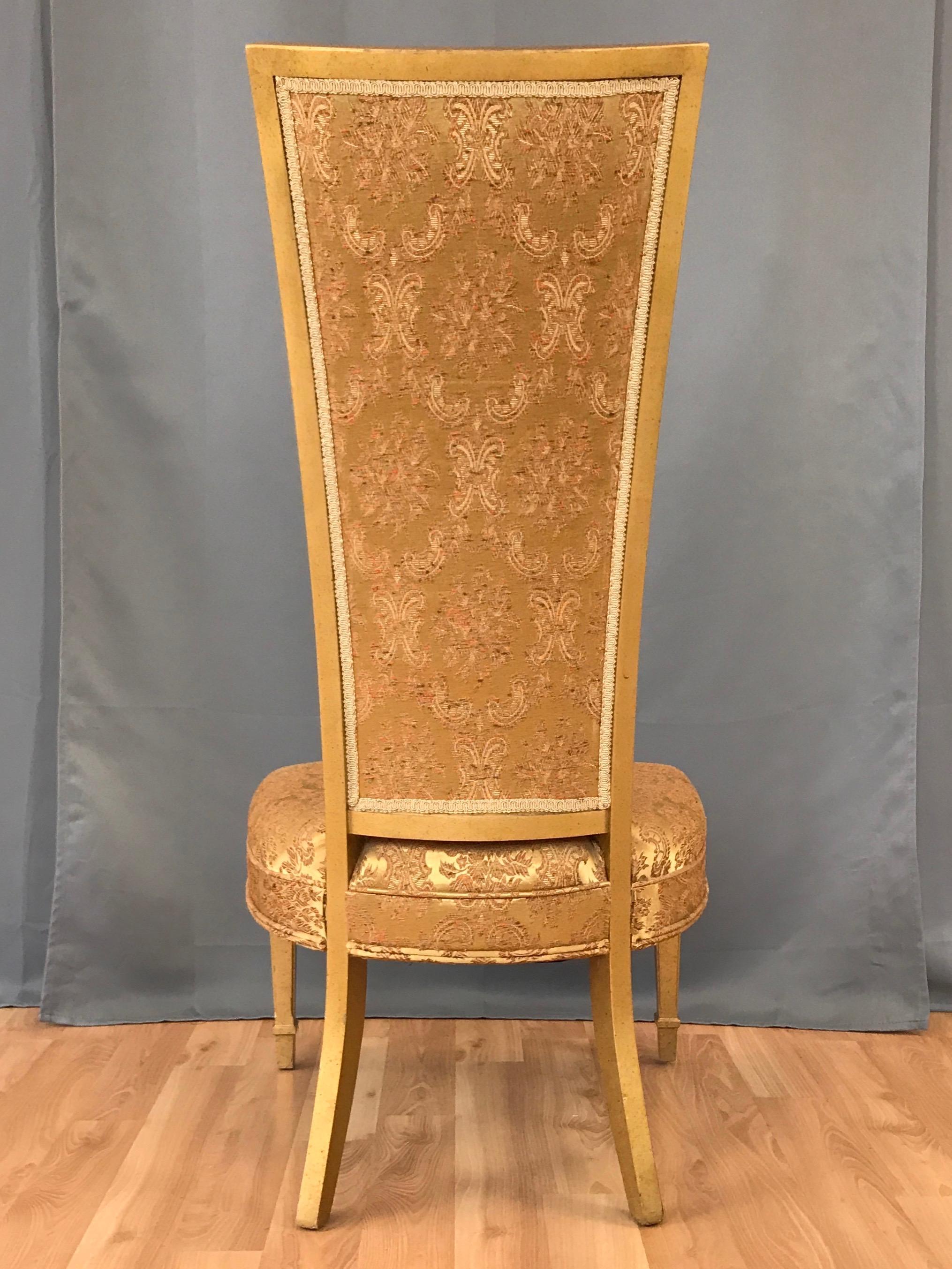 American Statesville Hollywood Regency Louis XVI Giltwood High Back Chair