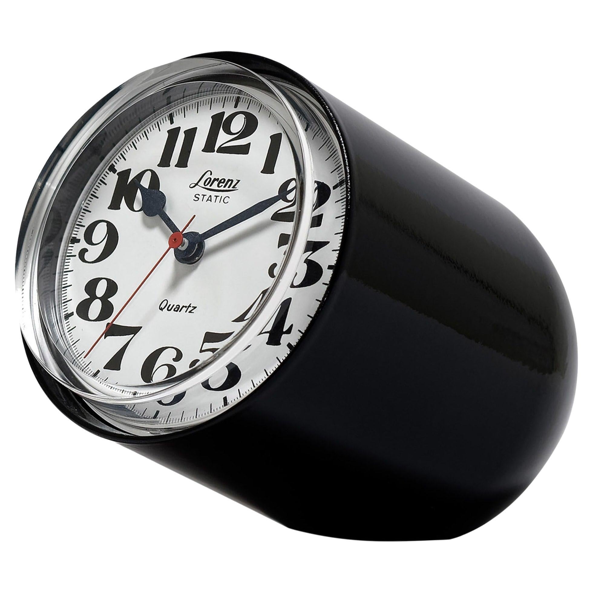 Horloge de table noire statique de Richard Sapper