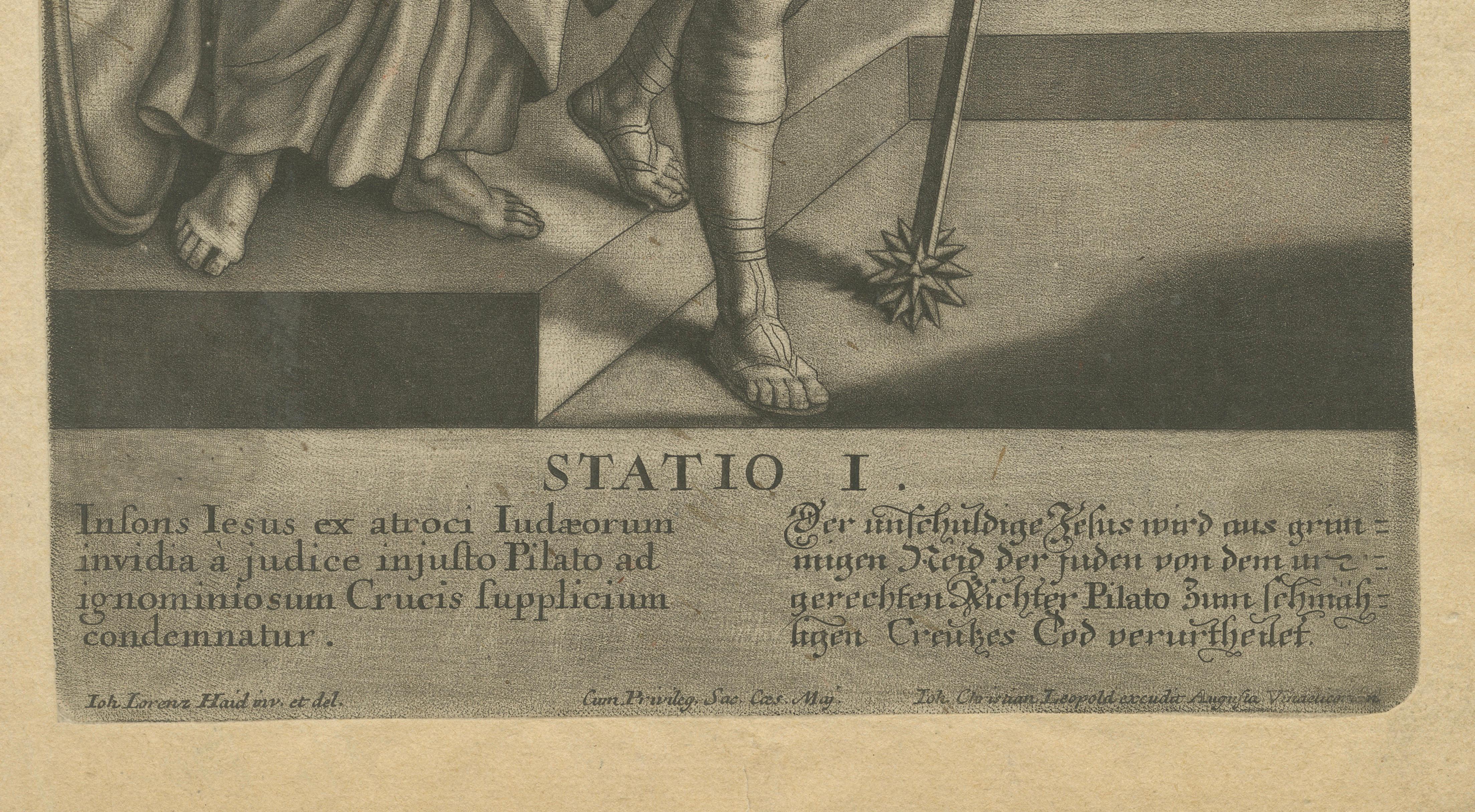 Statio I – Christ Condemned to Death, Antique Mezzotint, Late Baroque