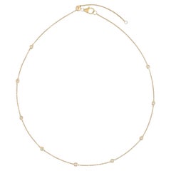 Station Bezel Set 14K (or 18k upon request) Yellow Gold Round Diamonds Necklace