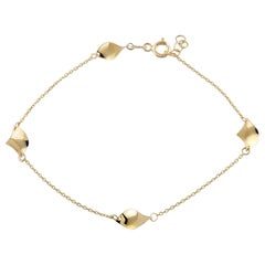 Station Chain Bracelet 7"+1" in 14K Solid Yellow Gold