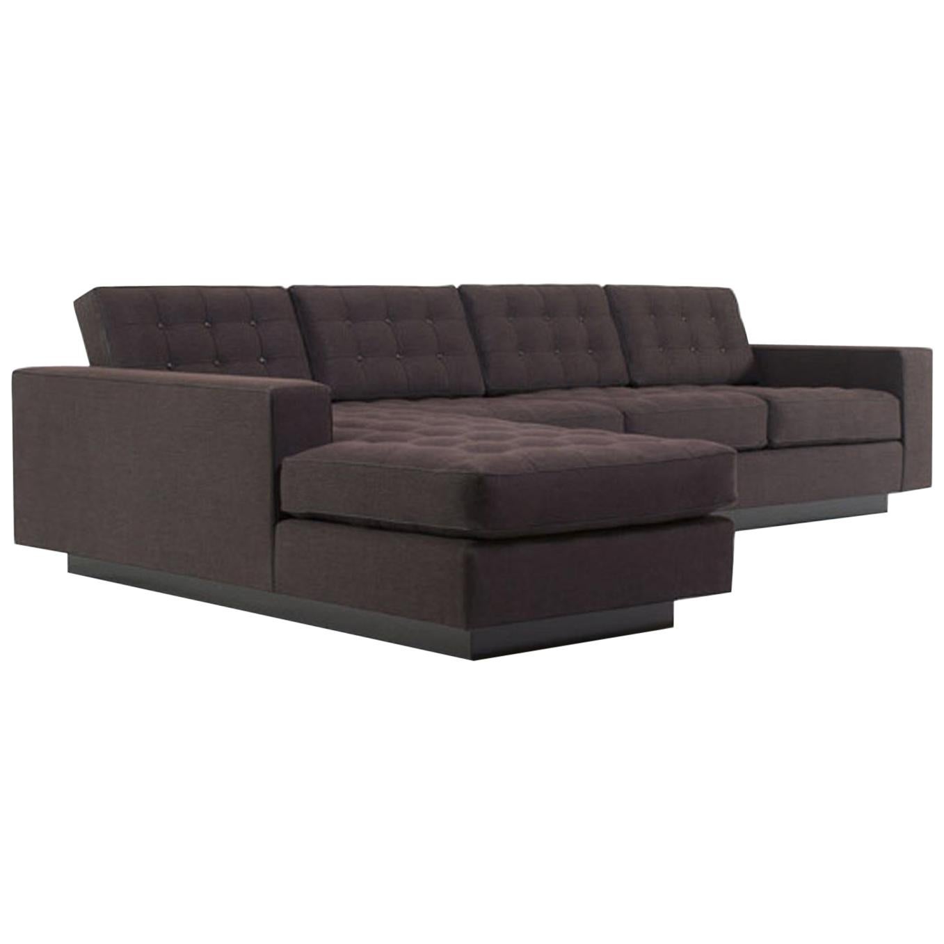 Station Sectional Button Tufting Loose Seat Back Cushions Base Lacquer Self Welt