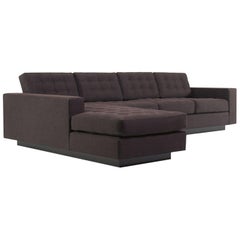 Station Sectional Button Tufting Loose Seat Back Cushions Base Lacquer Self Welt