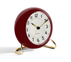 Station Table Clock Bordeaux/White