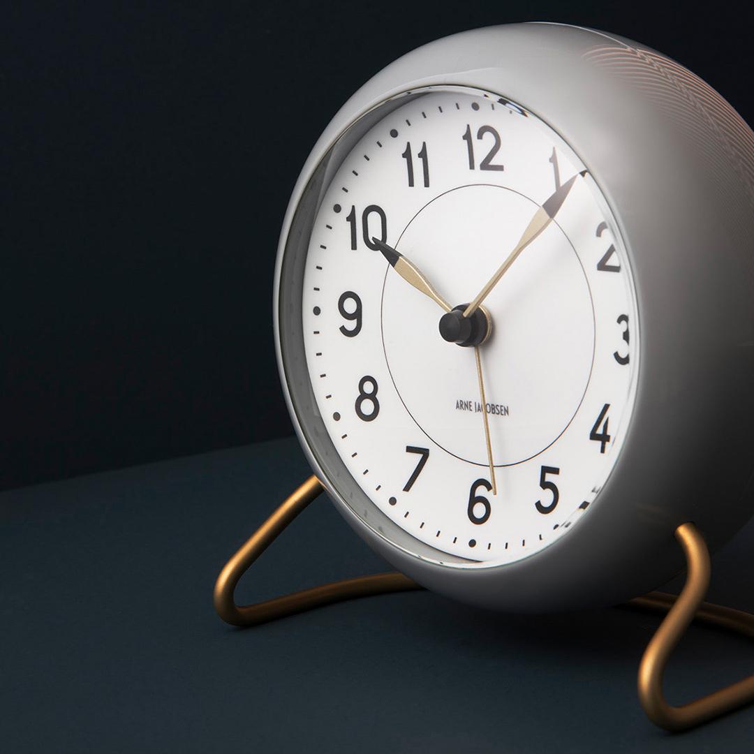 Contemporary Station Table Clock Grey/White For Sale