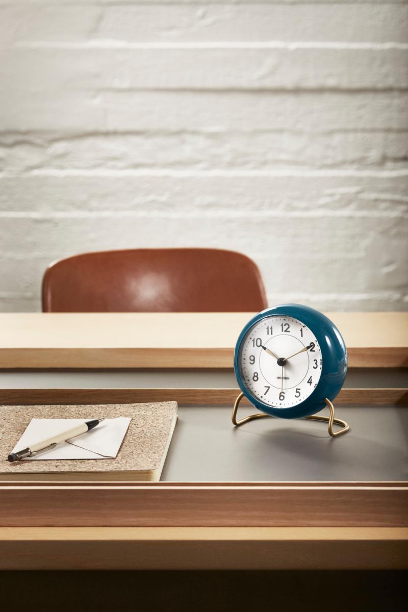 Station Table Clock Teal/White For Sale 2