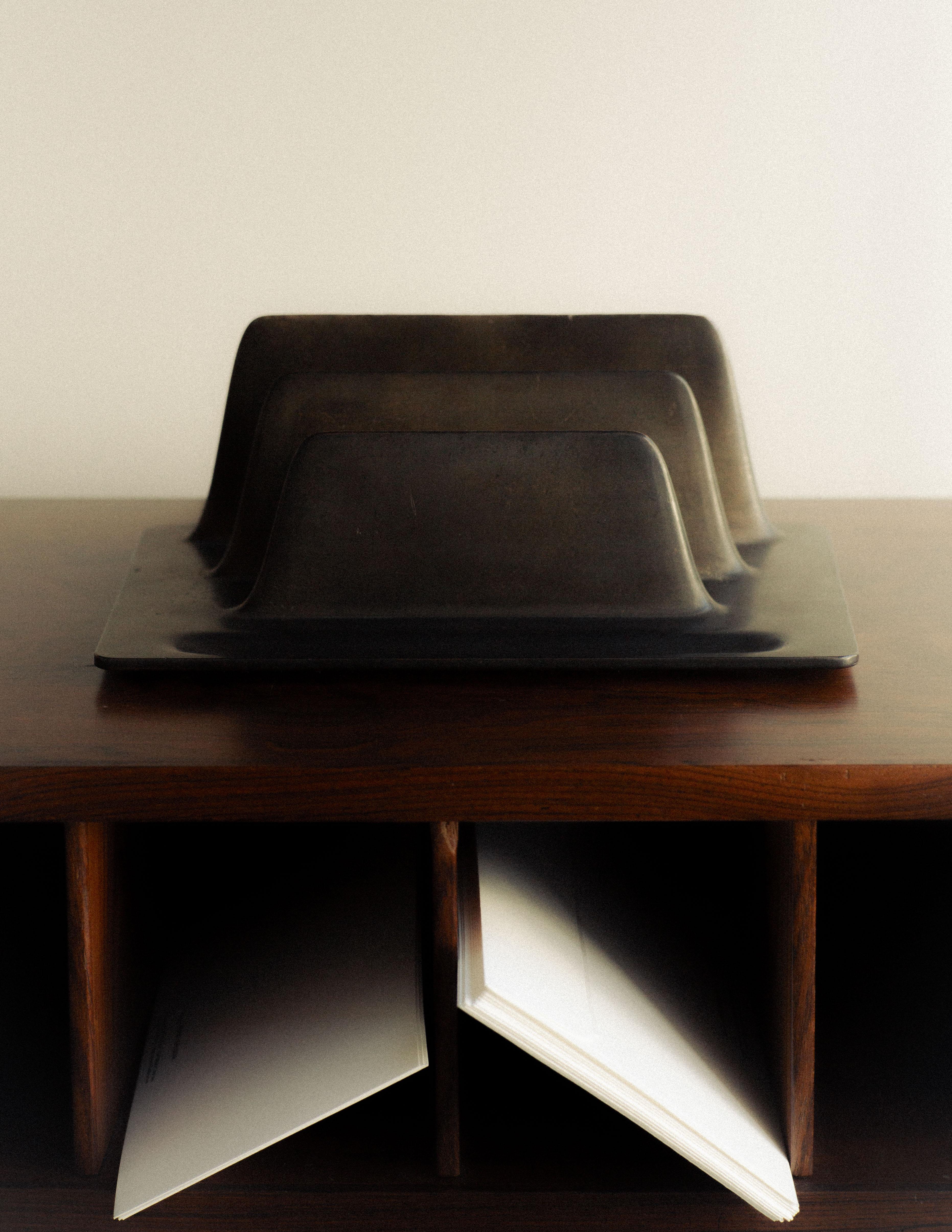 Modern Stationery Patinated Bronze Card Holder by Henry Wilson For Sale