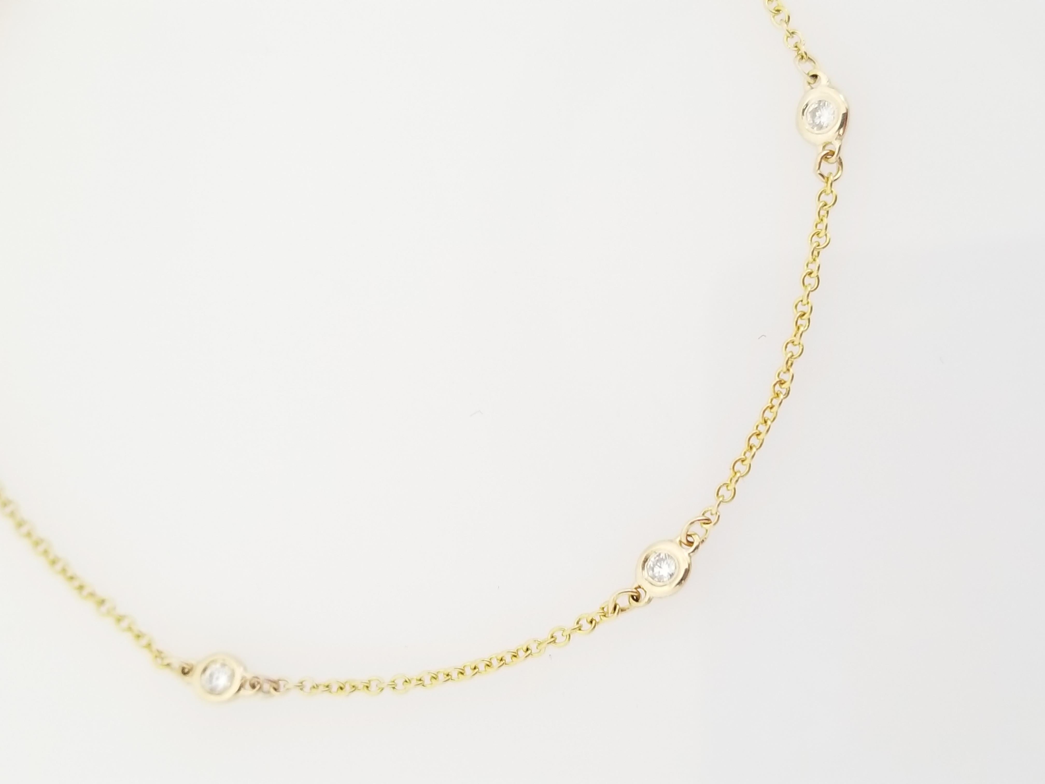 Round Cut Stations Diamond by the Yard 14 Karat Yellow Gold Bracelet