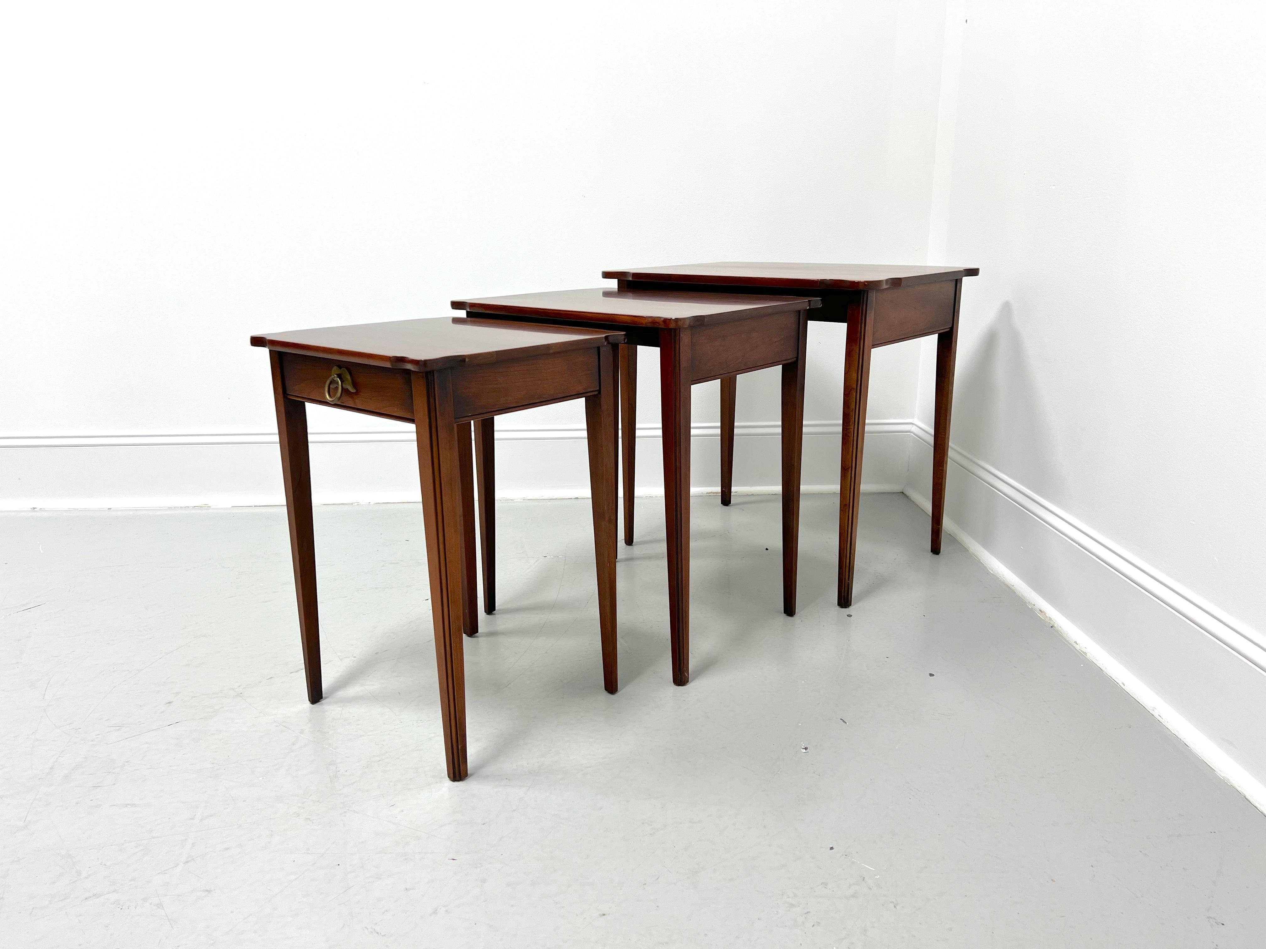 STATTON Centennial Cherry Chippendale Nesting Tables - Set of 3 In Good Condition For Sale In Charlotte, NC