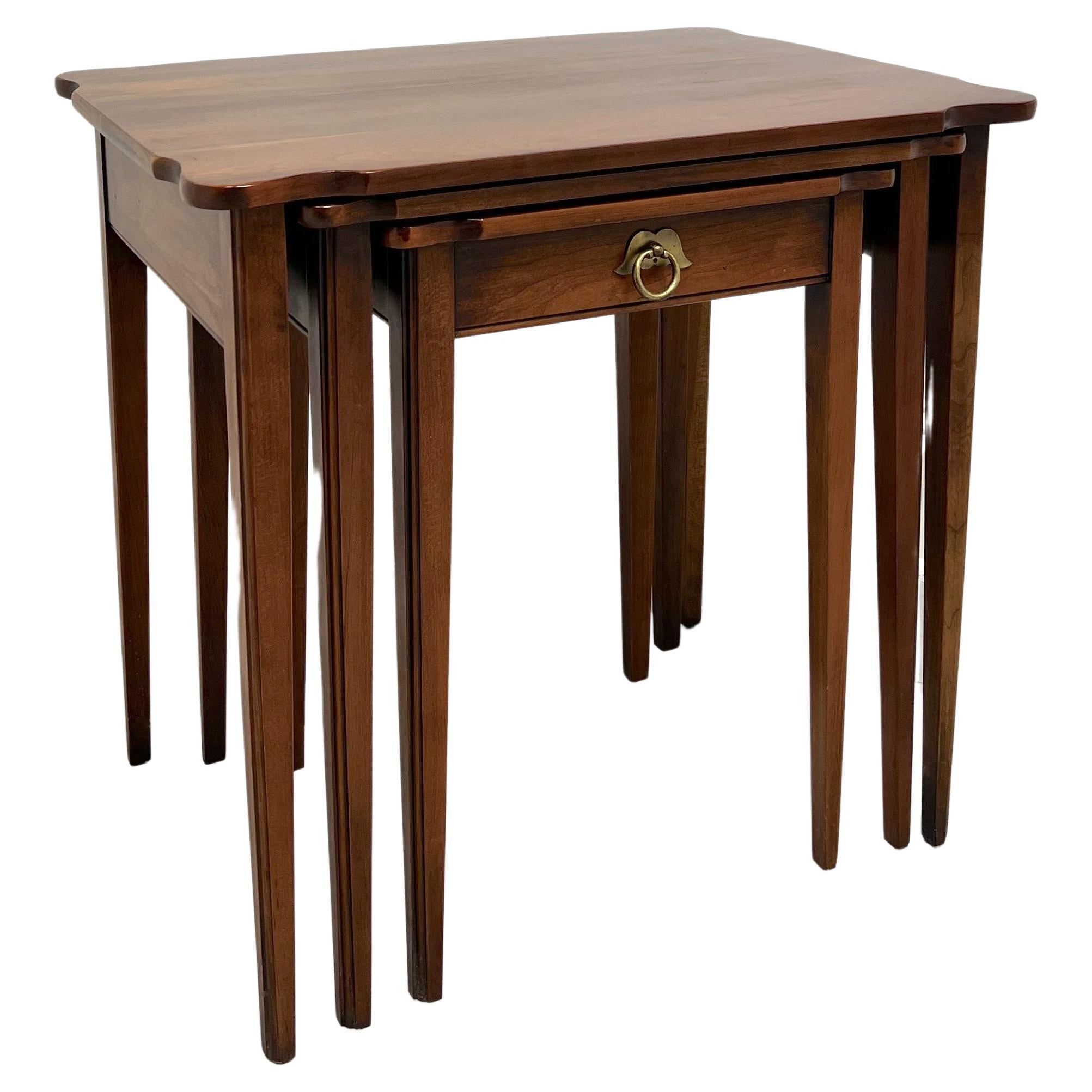 STATTON Centennial Cherry Chippendale Nesting Tables - Set of 3 For Sale