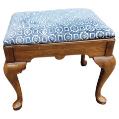 Statton Furniture Oxford Antique Cherry Upholstered Stool, C 1976