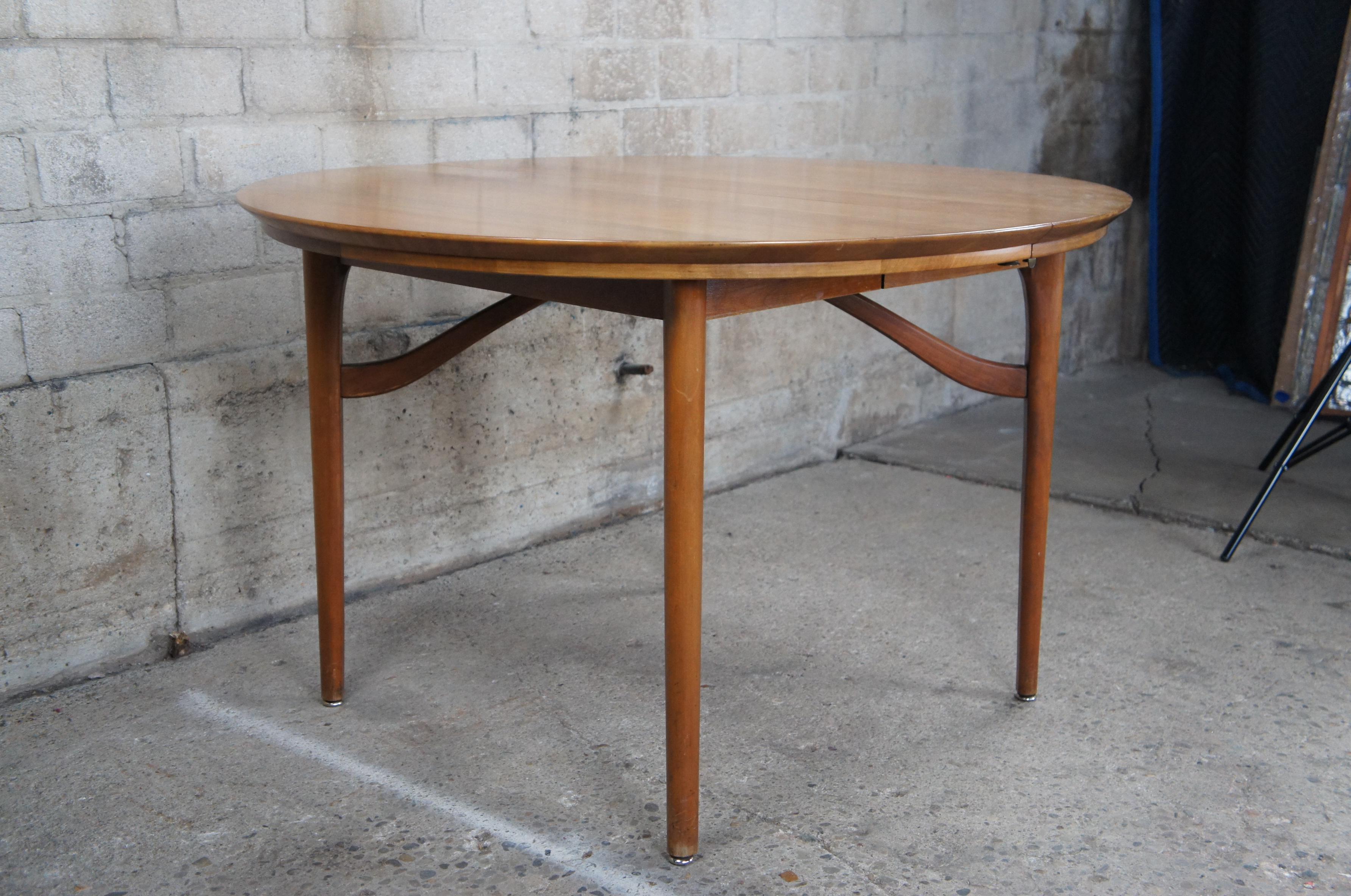 Statton Mid-Century Modern Solid Cherry Breakfast Dining Game Table Extends MCM 5